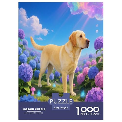 1000 Teile Labrador Retriever Puzzle – Für Erwachsene, Herausforderndes Denkspiel, Hortensiental Puzzles, Dekoration, Geschenkideen 70x50cm/1000pcs von WXLWHR