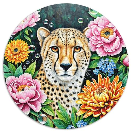 1000 Teile Leopard Puzzle Für Jugendliche Und Erwachsene Geschicklichkeitsspiel Leopard Pfingstrose Puzzles Aus Karton Wohndekoration Geschenk Für Kinder 1000pcs (67.5x67.5cm) von WXLWHR