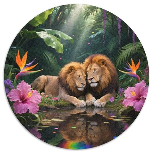 1000 Teile Löwe Puzzle – Für Erwachsene, Anspruchsvolles Spiel, Regenwaldblumen Puzzle, Dekoration, Geschenk Für Erwachsene 1000pcs (67.5x67.5cm) von WXLWHR