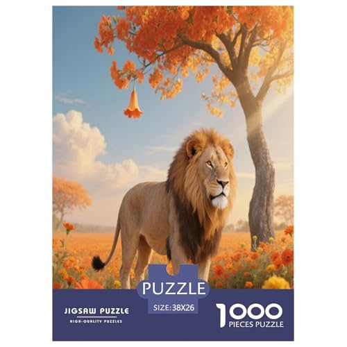 1000 Teile Löwe Puzzle – Für Erwachsene, Herausforderndes Denkspiel, Sea of Blumen Puzzles, Wohnkultur, Geschenkideen 38x26cm/1000pcs 1000 Teile Löwe Puzzle – Für Erwachsene, Herausforderndes Denkspiel, Sea of Blumen Puzzles, Wohnkultur, Geschenkideen 38x26cm/1000pcs von WXLWHR
