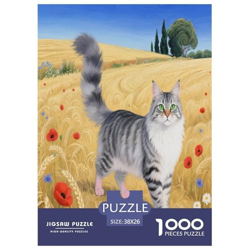 1000 Teile Maine Coon Puzzle – Für Erwachsene, Herausforderndes Denkspiel, Weizenfeld Puzzle, Wohnkultur, Geschenk Zum Geburtstag 38x26cm/1000pcs 1000 Teile Maine Coon Puzzle – Für Erwachsene, Herausforderndes Denkspiel, Weizenfeld Puzzle, Wohnkultur, Geschenk Zum Geburtstag 38x26cm/1000pcs von WXLWHR