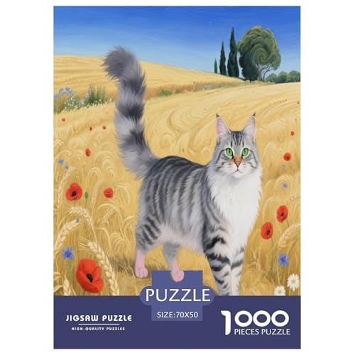 1000 Teile Maine Coon Puzzle – Für Erwachsene, Herausforderndes Denkspiel, Weizenfeld Puzzles, Dekoration, Geschenk Für Erwachsene 70x50cm/1000pcs 1000 Teile Maine Coon Puzzle – Für Erwachsene, Herausforderndes Denkspiel, Weizenfeld Puzzles, Dekoration, Geschenk Für Erwachsene 70x50cm/1000pcs von WXLWHR