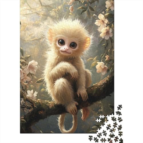 1000 Teile Makakenaffe Puzzle Für Erwachsene Und Kinder Holzpuzzle Pädagogisches Spiel Makaken-Blütenzweig Puzzle Wohndekoration Geschenk Zu Weihnachten 1000pcs (75x50cm) von WXLWHR