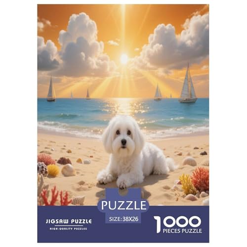 1000 Teile Malteser Puzzle – Für Erwachsene, Familienspaß & Bildung, Hund Meeresküste Beach Puzzles, Wohnkultur, Geschenkideen 38x26cm/1000pcs 1000 Teile Malteser Puzzle – Für Erwachsene, Familienspaß & Bildung, Hund Meeresküste Beach Puzzles, Wohnkultur, Geschenkideen 38x26cm/1000pcs von WXLWHR