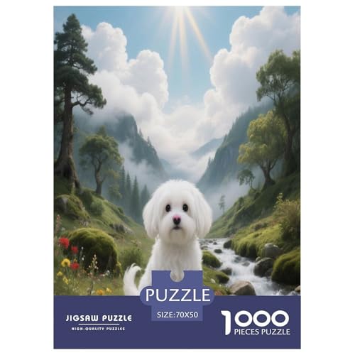 1000 Teile Malteser Puzzle – Für Erwachsene, Familienspaß & Lernspielzeug, Hund Gebirgsbach Puzzles, Wohnkultur, Geschenk Für Erwachsene 70x50cm/1000pcs 1000 Teile Malteser Puzzle – Für Erwachsene, Familienspaß & Lernspielzeug, Hund Gebirgsbach Puzzles, Wohnkultur, Geschenk Für Erwachsene 70x50cm/1000pcs von WXLWHR