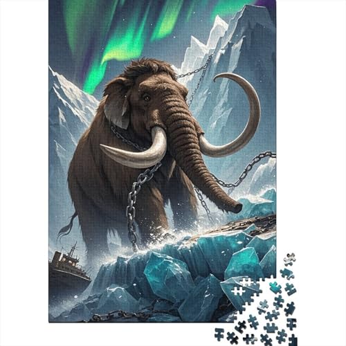 1000 Teile Mammut Puzzle Für Erwachsene Und Kinder Holzpuzzle Pädagogisches Spiel Mammut-Polarlicht-Gletscher Puzzle Wohndekoration Einzigartiges Geschenk 1000pcs (75x50cm) von WXLWHR