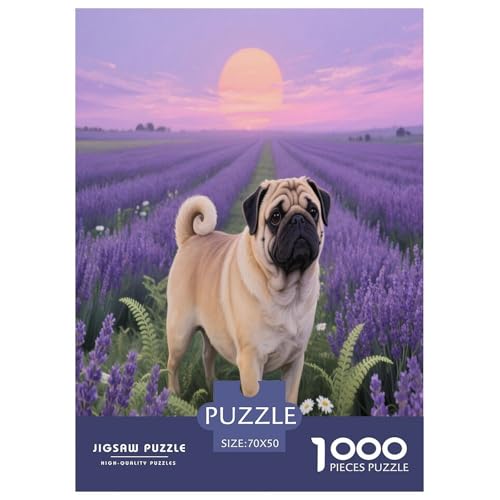 1000 Teile Mops Puzzle – Für Erwachsene, Herausforderndes Denkspiel, Lavendelfeld Puzzles, Dekoration, Geschenk Für Kinder 70x50cm/1000pcs 1000 Teile Mops Puzzle – Für Erwachsene, Herausforderndes Denkspiel, Lavendelfeld Puzzles, Dekoration, Geschenk Für Kinder 70x50cm/1000pcs von WXLWHR