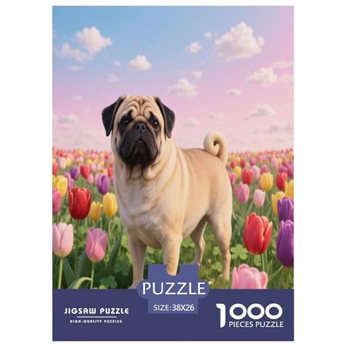 1000 Teile Mops Puzzle – Für Erwachsene, Herausforderndes Denkspiel, Tulpenfeld Puzzles, Wohnkultur, Geschenk Zum Geburtstag 38x26cm/1000pcs 1000 Teile Mops Puzzle – Für Erwachsene, Herausforderndes Denkspiel, Tulpenfeld Puzzles, Wohnkultur, Geschenk Zum Geburtstag 38x26cm/1000pcs von WXLWHR