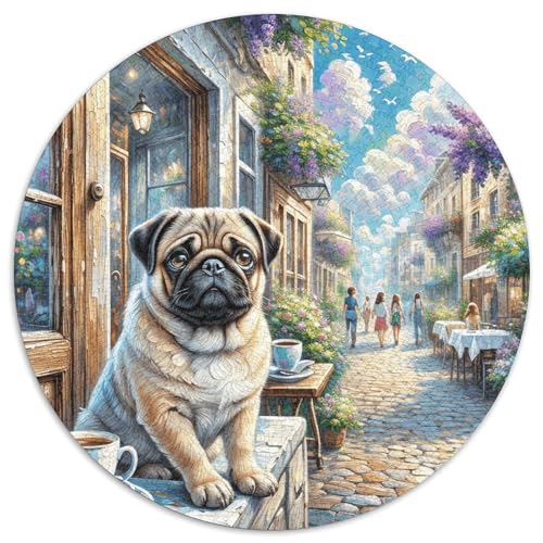 1000 Teile Mops Puzzle Für Jugendliche Und Erwachsene Familien Spiel Mops Café Puzzles Aus Karton Wohndekoration Geschenk Für Kinder 1000pcs (67.5x67.5cm) von WXLWHR