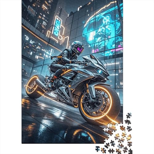 1000 Teile Motorrad Puzzle Für Erwachsene Und Kinder Holzpuzzle Geduldspiel Motorrad-Neonstadt Puzzles Wohndekoration Geschenk Zu Weihnachten 1000pcs (75x50cm) von WXLWHR