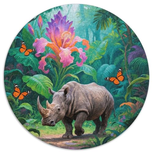 1000 Teile Nashorn Puzzle Für Jugendliche Und Erwachsene Geschicklichkeitsspiel Nashorn Exotische Blumen Puzzle Aus Karton Wohndekoration Unique Gift 1000pcs (67.5x67.5cm) von WXLWHR