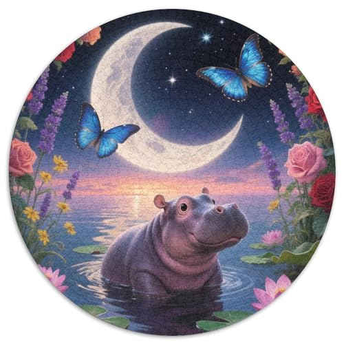 1000 Teile Nilpferd Puzzle – Für Erwachsene, Anspruchsvolles Spiel, Halbmond Rose Puzzle, Dekoration, Geschenk Für Kinder 1000pcs (67.5x67.5cm) von WXLWHR