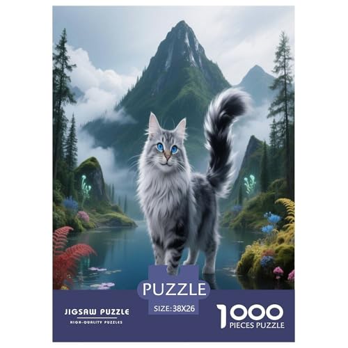 1000 Teile Norwegian Wald Katze Puzzle – Für Erwachsene, Herausforderndes Denkspiel, Grüne Berge Blaues Wasser Puzzle, Wohnkultur, Geschenkideen 38x26cm/1000pcs 1000 Teile Norwegian Wald Katze Puzzle – Für Erwachsene, Herausforderndes Denkspiel, Grüne Berge Blaues Wasser Puzzle, Wohnkultur, Geschenkideen 38x26cm/1000pcs von WXLWHR