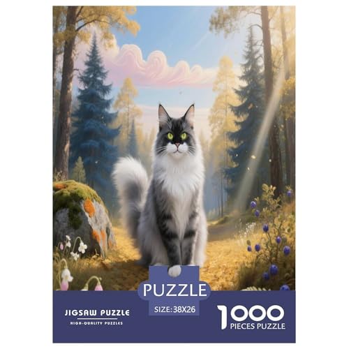 1000 Teile Norwegische Waldkatze Puzzle – Für Erwachsene, Familienspaß & Bildung, Katze Wald Puzzles, Dekoration, Einzigartiges Geschenk 38x26cm/1000pcs 1000 Teile Norwegische Waldkatze Puzzle – Für Erwachsene, Familienspaß & Bildung, Katze Wald Puzzles, Dekoration, Einzigartiges Geschenk 38x26cm/1000pcs von WXLWHR