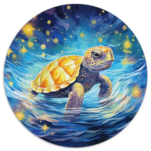 1000 Teile Ölgemälde-Schildkröte Puzzle Für Erwachsene Und Kinder aus Karton Geduldspiel Goldene Schildkröte Puzzles Dekoration Einzigartiges Geschenk 1000pcs (67.5x67.5cm) von WXLWHR