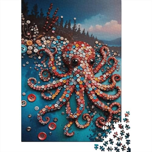 1000 Teile Oktopus Puzzle Für Erwachsene Und Kinder Holzpuzzle Geduldspiel Knopf-Oktopus Puzzles Wohndekoration Geschenk Für Erwachsene 1000pcs (75x50cm) von WXLWHR