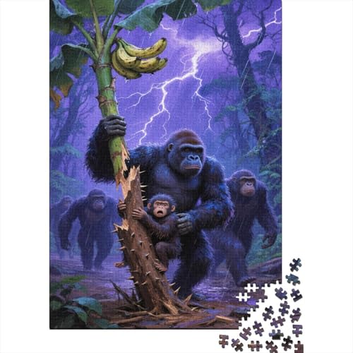 1000 Teile Orang-Utan Puzzle Für Erwachsene Und Kinder Holzpuzzle Pädagogisches Spiel Orang-Utan-Bananenbaum Puzzle Wohndekoration Geschenk Zu Weihnachten 1000pcs (75x50cm) von WXLWHR