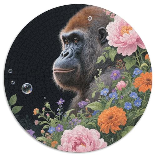 1000 Teile Orang-Utan Puzzle Für Jugendliche Und Erwachsene Geschicklichkeitsspiel Orang-Utan Üppige Blumen Puzzles Aus Karton Wohndekoration Geschenk Für Kinder 1000pcs (67.5x67.5cm) von WXLWHR