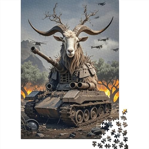 1000 Teile Panzer Puzzle Für Erwachsene Und Kinder Holzpuzzle Pädagogisches Spiel Ziege-Panzer Puzzle Wohndekoration Geschenk Zum Geburtstag 1000pcs (75x50cm) von WXLWHR