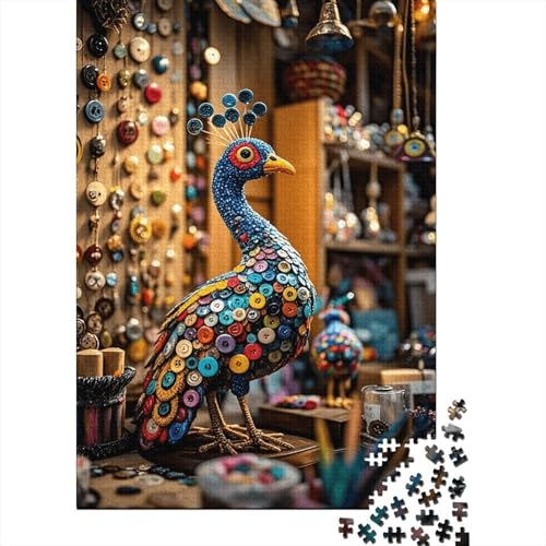 1000 Teile Pfau Puzzle Für Erwachsene Und Kinder Holzpuzzle Pädagogisches Spiel Knopf-Pfau Puzzle Wohndekoration Geschenk Zum Geburtstag 1000pcs (75x50cm) von WXLWHR