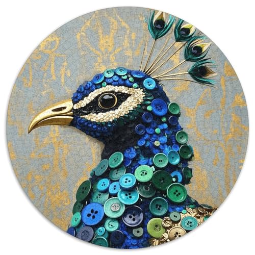 1000 Teile Pfau Puzzle Für Erwachsene Und Kinder aus Karton Pädagogisches Spiel Knopf Pfau Puzzles Dekoration Geschenk 1000pcs (67.5x67.5cm) von WXLWHR