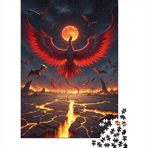 1000 Teile Phönix Puzzle Für Erwachsene Und Kinder Holzpuzzle Pädagogisches Spiel Blutmond-Phönix-Fledermaus Puzzle Wohndekoration Geschenkideen 1000pcs (75x50cm) von WXLWHR