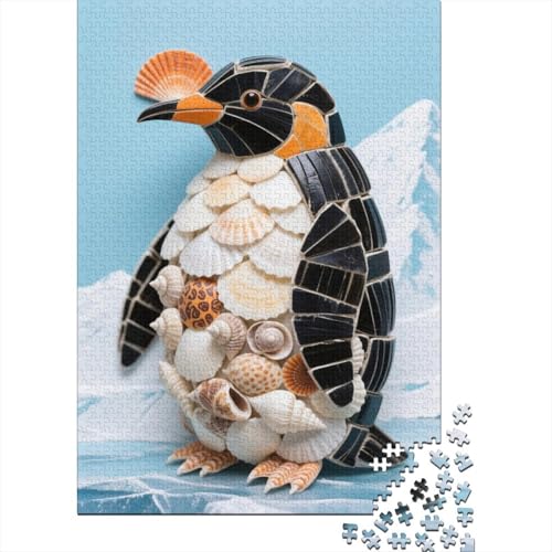 1000 Teile Pinguin Puzzle Für Erwachsene Und Kinder Holzpuzzle Pädagogisches Spiel Muscheln-Pinguin Puzzle Wohndekoration Geschenk Zu Weihnachten 1000pcs (75x50cm) von WXLWHR