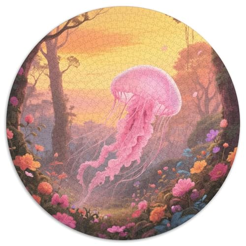 1000 Teile Pink Qualle Puzzle Für Erwachsene Und Kinder aus Karton Pädagogisches Spiel Rosa Qualle Helle Blumen Puzzle Dekoration Geschenk Für Erwachsene 1000pcs (67.5x67.5cm) von WXLWHR