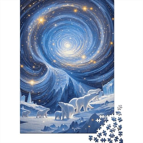 1000 Teile Polar Bär Puzzle Für Erwachsene Und Kinder Holzpuzzle Geduldspiel Eisbär-Wirbel-Himmel Puzzles Wohndekoration Geschenkideen 1000pcs (75x50cm) von WXLWHR