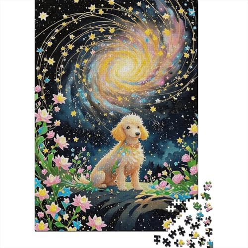 1000 Teile Pudel Puzzle Für Erwachsene Und Kinder Holzpuzzle Pädagogisches Spiel Pudel-Blumen-Wirbel Puzzle Wohndekoration Geschenk Zu Weihnachten 1000pcs (75x50cm) von WXLWHR