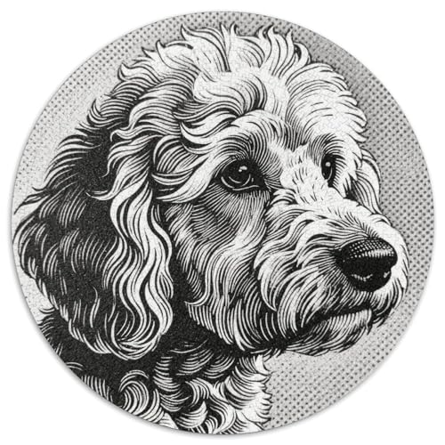 1000 Teile Pudel Puzzle Für Erwachsene Und Kinder aus Karton Pädagogisches Spiel Schwarz Weiß Pudelkopf Puzzles Wohnkultur Geschenk 1000pcs (67.5x67.5cm) von WXLWHR