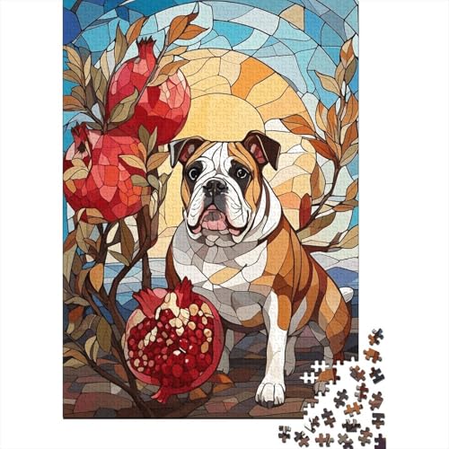 1000 Teile Puzzle Bulldogge Granatapfel Holz-Puzzle Für Jugendliche & Erwachsene - Klassische Herausforderung, Wohnkultur, Geschenkideen 1000pcs (75x50cm) von WXLWHR