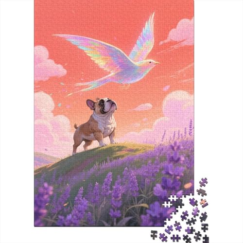 1000 Teile Puzzle Bulldogge Hügelvögel Holz-Puzzle Für Jugendliche & Erwachsene - Klassische Herausforderung, Moderne Wohnkultur, Einzigartiges Geschenk 1000pcs (75x50cm) von WXLWHR