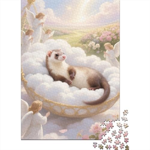1000 Teile Puzzle Frettchen Hängematte Engel Holz-Puzzle Für Jugendliche & Erwachsene - Klassische Herausforderung, Wohnkultur, Geschenk 1000pcs (75x50cm) von WXLWHR