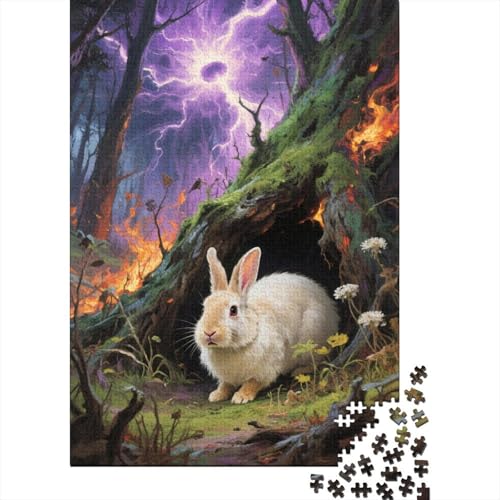1000 Teile Puzzle Hase Wildfeuer Blitz Holz-Puzzle Für Jugendliche & Erwachsene - Klassische Herausforderung, Wohnkultur, Geschenkideen 1000pcs (75x50cm) von WXLWHR
