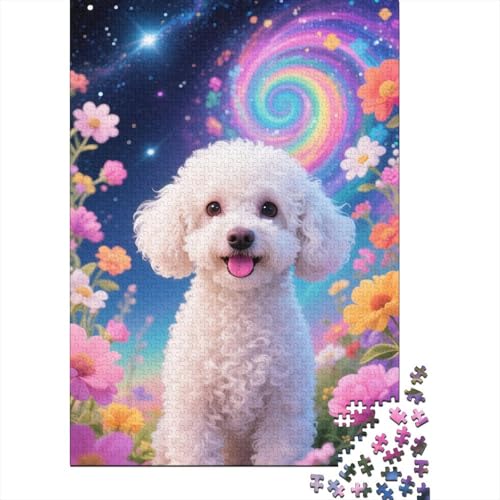 1000 Teile Puzzle Pudel Bunte Blüten Holz-Puzzle Für Jugendliche & Erwachsene - Klassische Herausforderung, Moderne Wohnkultur, Einzigartiges Geschenk 1000pcs (75x50cm) von WXLWHR