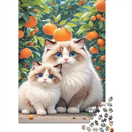 1000 Teile Puzzle Ragdoll Katze Orangenbaum Holz-Puzzle Für Jugendliche & Erwachsene - Klassische Herausforderung, Moderne Wohnkultur, Einzigartiges Geschenk 1000pcs (75x50cm) von WXLWHR