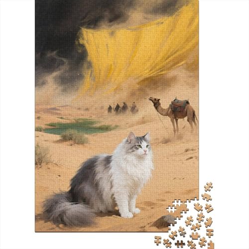 1000 Teile Puzzle Sibirische Katze Wüstenkarawane Holz-Puzzle Für Jugendliche & Erwachsene - Klassische Herausforderung, Wohnkultur, Einzigartiges Geschenk 1000pcs (75x50cm) von WXLWHR