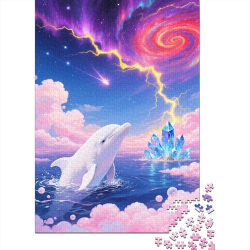 1000 Teile Puzzle Weißer Delfin Träumerischer Nebel Holz-Puzzle Für Jugendliche & Erwachsene - Klassische Herausforderung, Moderne Wohnkultur, Geschenk 1000pcs (75x50cm) von WXLWHR