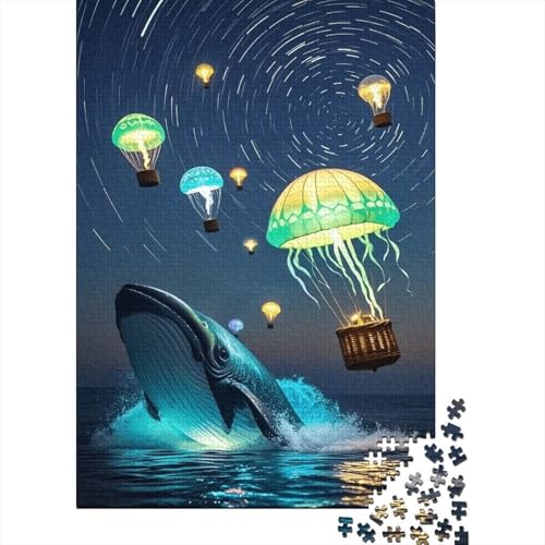 1000 Teile Qualle Puzzle Für Erwachsene Und Kinder Holzpuzzle Pädagogisches Spiel Wal-Qualle-Ballon Puzzles Wohndekoration Unique Gift 1000pcs (75x50cm) von WXLWHR