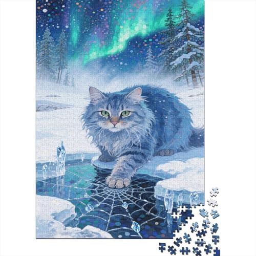 1000 Teile Ragamuffin Puzzle Für Erwachsene Und Kinder Holzpuzzle Pädagogisches Spiel Ragamuffin-Katze-Polarlicht-Gletscher Puzzles Wohndekoration Unique Gift 1000pcs (75x50cm) von WXLWHR
