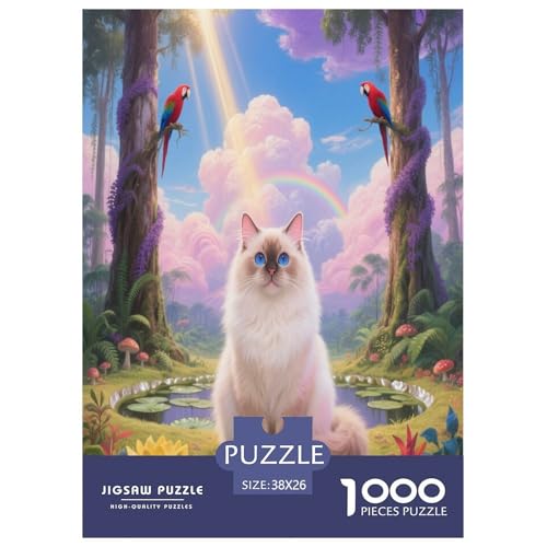 1000 Teile Ragdoll Katze Puzzle – Für Erwachsene, Familienspaß & Bildung, Katze Papagei Puzzles, Dekoration, Geschenk Für Kinder 38x26cm/1000pcs von WXLWHR