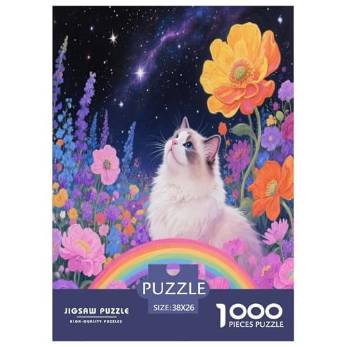 1000 Teile Ragdoll Katze Puzzle – Für Erwachsene, Herausforderndes Denkspiel, Nebula Sea of Blumen Puzzles, Wohnkultur, Geschenkideen 38x26cm/1000pcs 1000 Teile Ragdoll Katze Puzzle – Für Erwachsene, Herausforderndes Denkspiel, Nebula Sea of Blumen Puzzles, Wohnkultur, Geschenkideen 38x26cm/1000pcs von WXLWHR