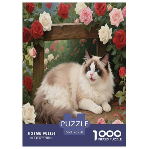 1000 Teile Ragdoll Katze Puzzle – Für Erwachsene, Herausforderndes Denkspiel, Rosengarten Puzzles, Wohnkultur, Geschenk Für Erwachsene 70x50cm/1000pcs 1000 Teile Ragdoll Katze Puzzle – Für Erwachsene, Herausforderndes Denkspiel, Rosengarten Puzzles, Wohnkultur, Geschenk Für Erwachsene 70x50cm/1000pcs von WXLWHR