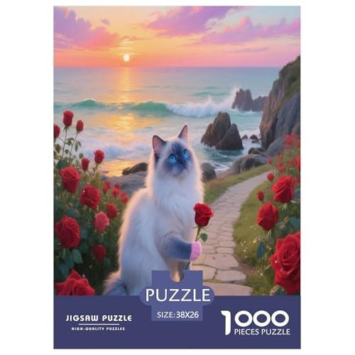 1000 Teile Ragdoll Katze Puzzle – Für Erwachsene, Herausforderndes Denkspiel, Rosensteinweg Puzzle, Wohnkultur, Geschenkideen 38x26cm/1000pcs 1000 Teile Ragdoll Katze Puzzle – Für Erwachsene, Herausforderndes Denkspiel, Rosensteinweg Puzzle, Wohnkultur, Geschenkideen 38x26cm/1000pcs von WXLWHR