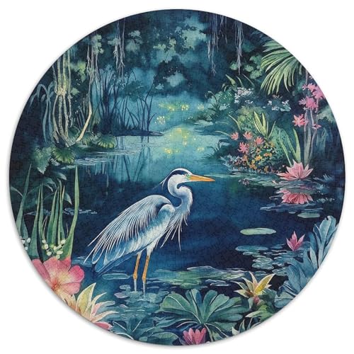 1000 Teile Reiher Puzzle Für Erwachsene Und Kinder aus Karton Pädagogisches Spiel Silberreiher im Dschungel Puzzles Dekoration Geschenk 1000pcs (67.5x67.5cm) von WXLWHR