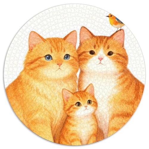 1000 Teile Rote Katzen Familie Puzzle – Für Erwachsene, Familienspaß & Gemeinsames Spiel, Kleiner Vogel Puzzles, Wohnkultur, Geschenkideen 1000pcs (67.5x67.5cm) von WXLWHR