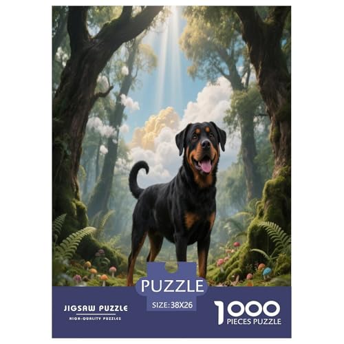1000 Teile Rottweiler Puzzle – Für Erwachsene, Familienspaß & Bildung, Hund Wald Puzzle, Wohnkultur, Geschenkideen 38x26cm/1000pcs 1000 Teile Rottweiler Puzzle – Für Erwachsene, Familienspaß & Bildung, Hund Wald Puzzle, Wohnkultur, Geschenkideen 38x26cm/1000pcs von WXLWHR