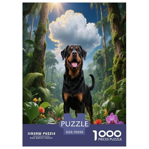 1000 Teile Rottweiler Puzzle – Für Erwachsene, Familienspaß & Lernspielzeug, Hund Dschungel Plants Puzzles, Wohnkultur, Geschenk Für Erwachsene 70x50cm/1000pcs von WXLWHR