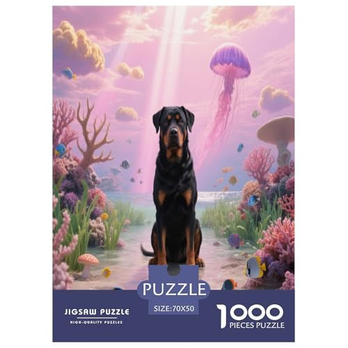 1000 Teile Rottweiler Puzzle – Für Erwachsene, Familienspaß & Lernspielzeug, Hund Qualle Puzzles, Wohnkultur, Geschenk Für Erwachsene 70x50cm/1000pcs von WXLWHR